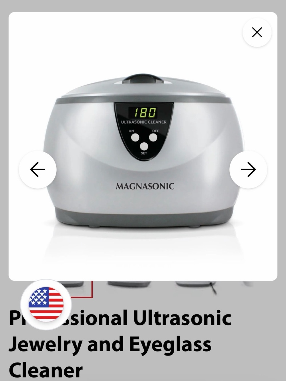 Silver Ultrasonic Jewelry and Eyeglass Cleaner - Picture 2 of 3
